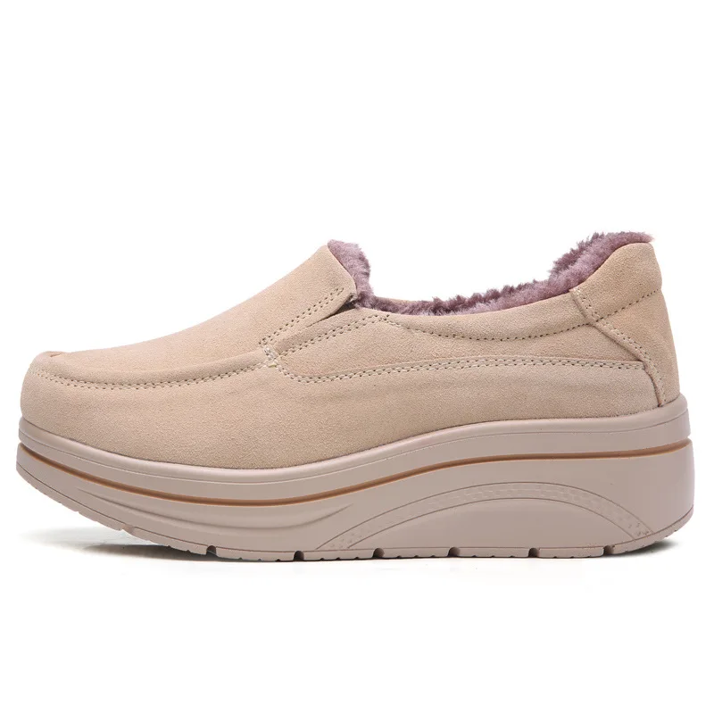 Krosovki/зимняя женская обувь с плюшевой подкладкой на платформе без шнуровки