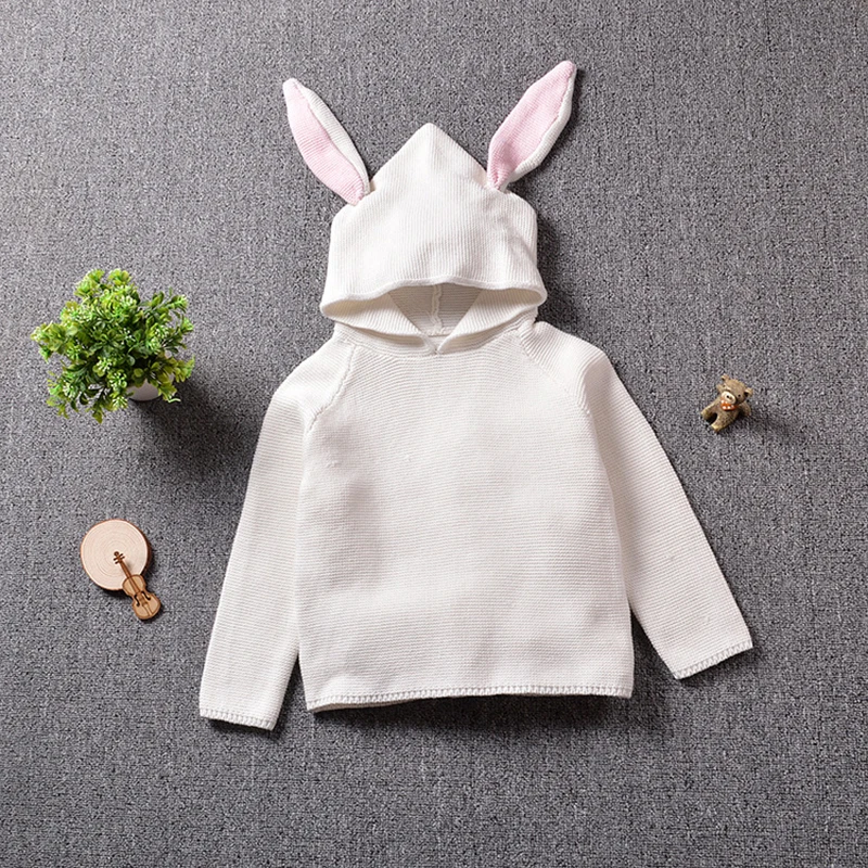 Новинка 2019 года Детские свитера свитер с капюшоном и заячьими ушками для
