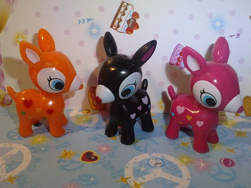 4 шт./лот новинка мини Puchi Babie Deer мультяшные фигурные украшения сделай сам радужная