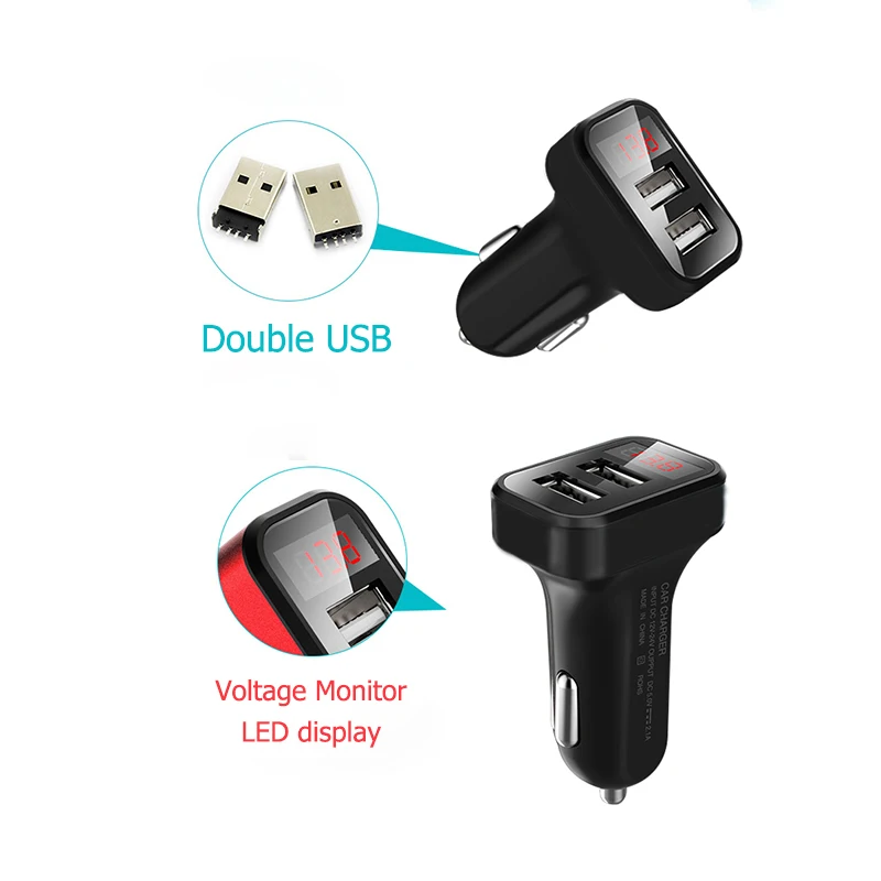 Зарядное устройство Tancredy с двумя USB портами и светодиодным дисплеем|double car|double
