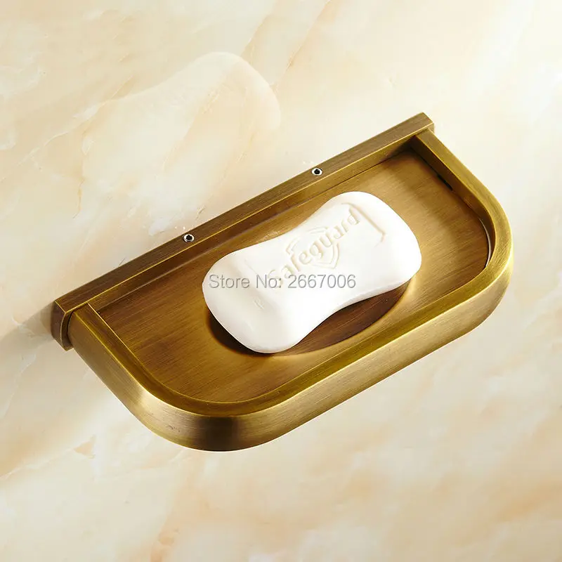 

Free shipping Hot Wall Mount Antique Solid Brass Plated Copper Soap Holder Soap Dishes Basket Bathroom Shelf Accessories ZR2614