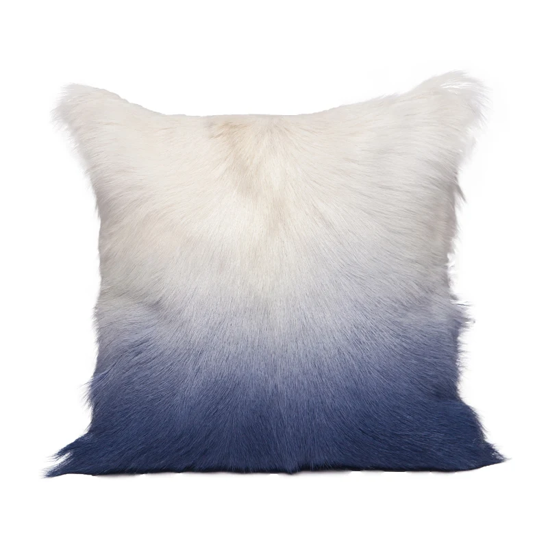 Single side Goat sheepskin fur pillow cushion with core Gradient color soft sheep throw for furniture sofa | Дом и сад