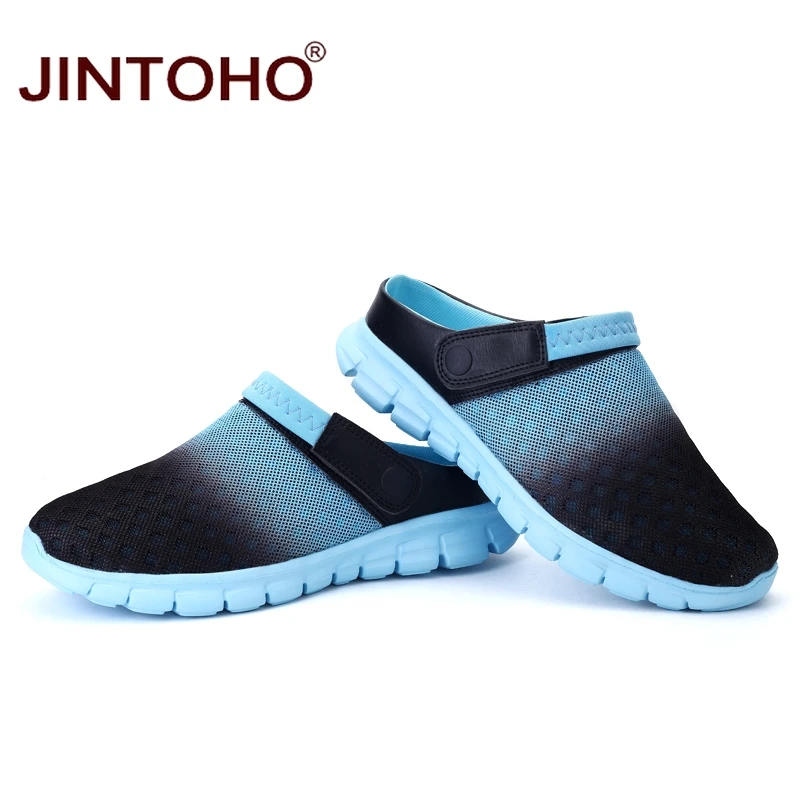 Мужские сандалии jintoho летние шлепанцы из дышащей сетки недорогая пляжная обувь |