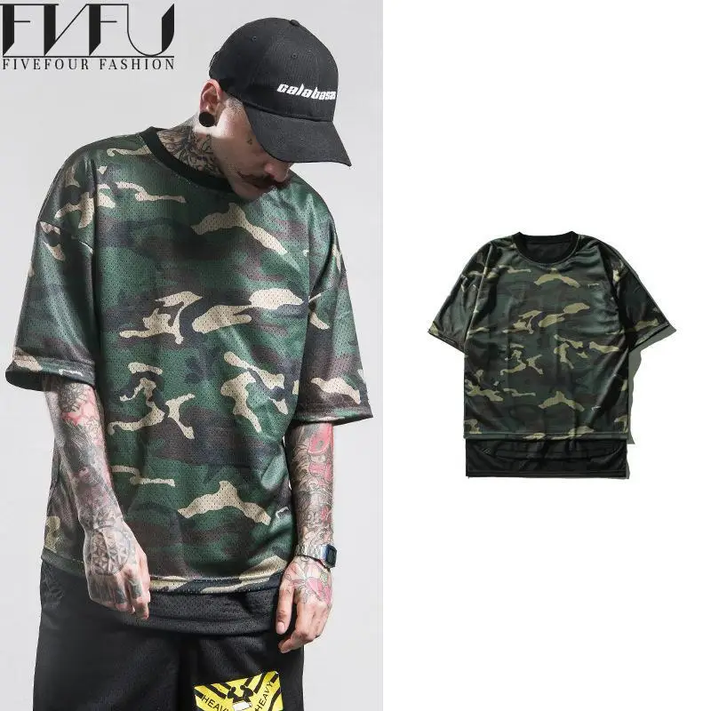 Мода 2017 г. рок футболка мужская летняя для мужчин камуфляж короткий рукав highlow