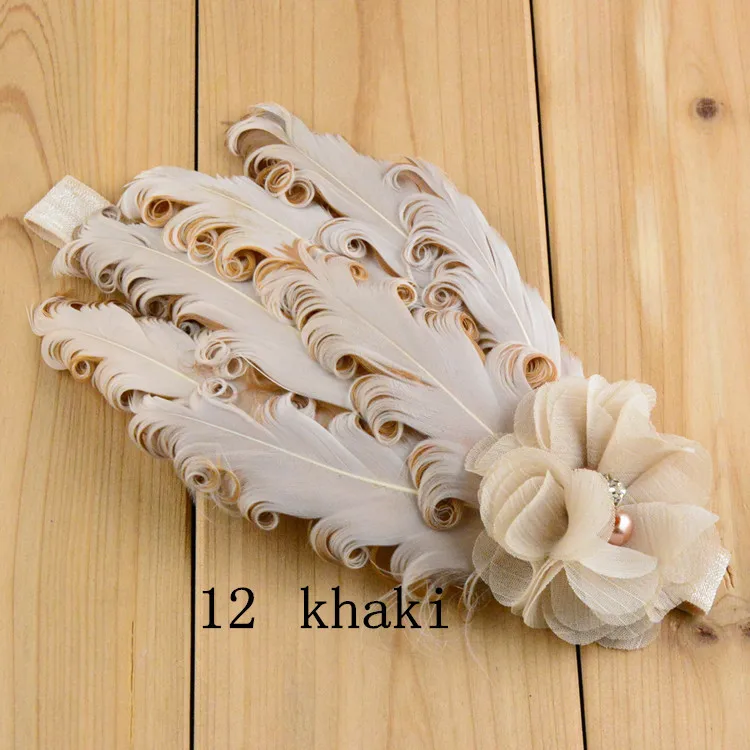 Повязки на голову с перьями повязки шифоновыми цветами для девочек 30 шт./лот