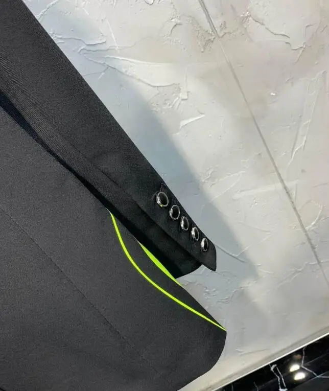 Женский желтый черный блейзер с флуоресцентным буквенным принтом|Женские