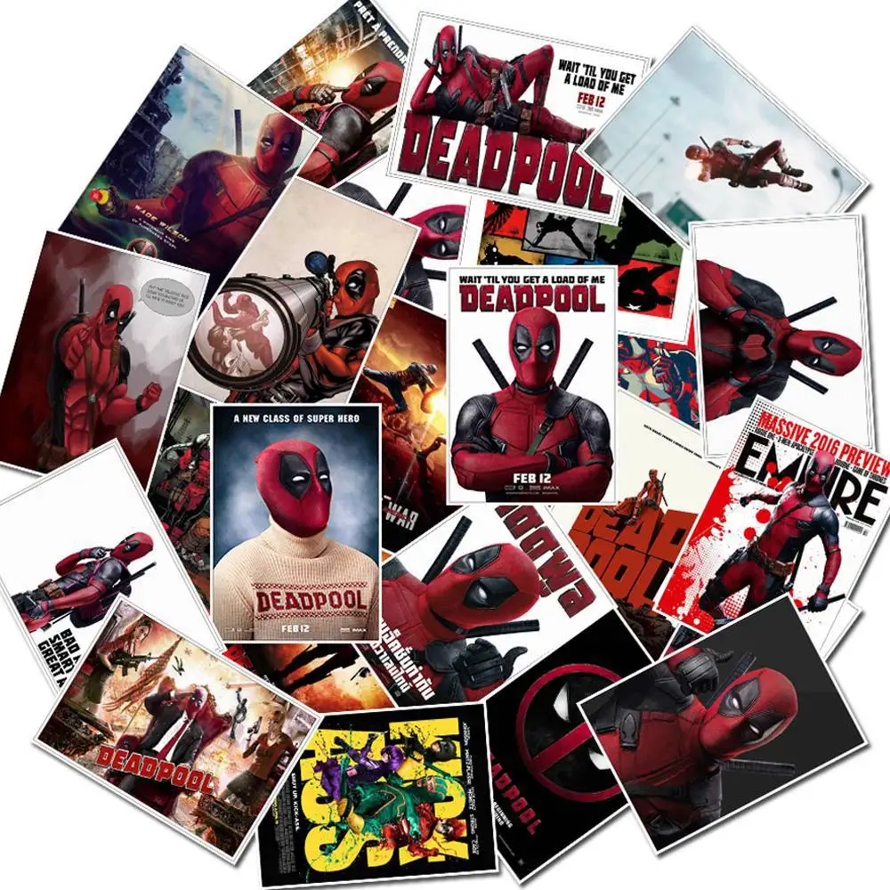 25 шт., водостойкие ПВХ наклейки Deadpool для ноутбука, скейтборда, багажа, стайлинга автомобилей, велосипеда, каракули, наклейки, граффити, наклейка, Декор
