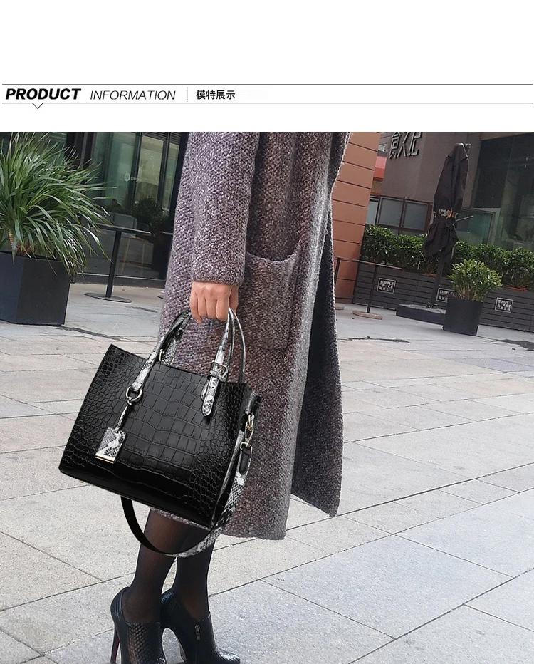 Fashion Women Handbags PU Leather Designer Shoulder Bags High Quality Crocodile Tote Messenger Bag Ladies Crossbody Hand Bags