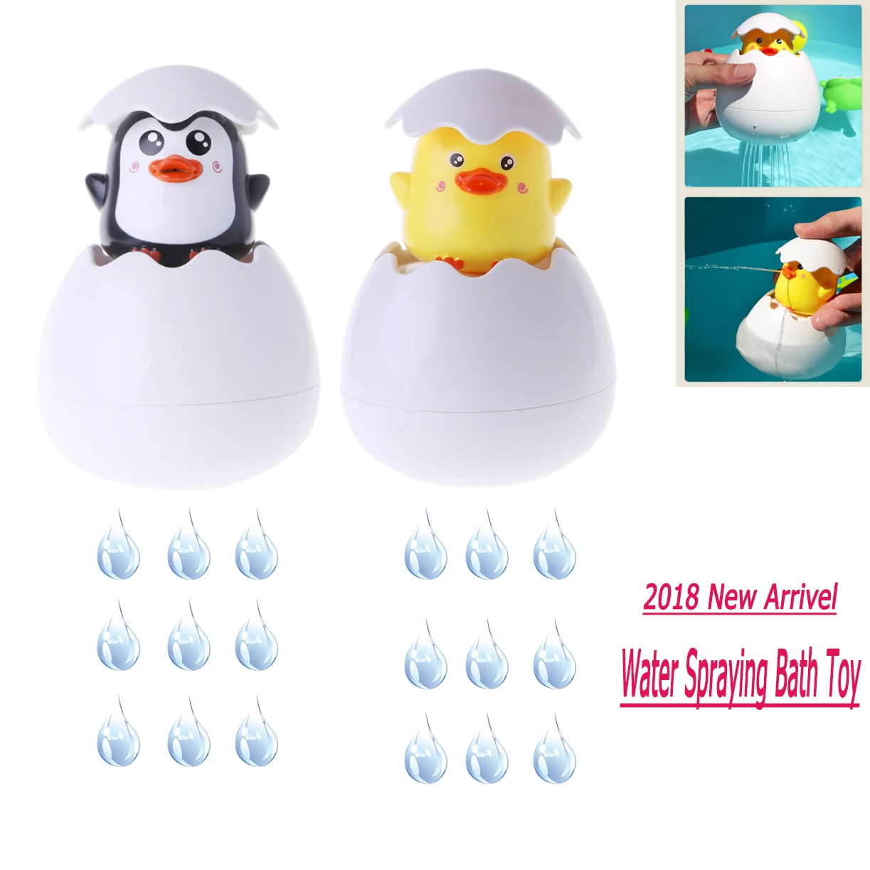 

2019 Tub Toy Baby Duck Penguin Bathroom Play Toys Water Spraying Bath Shower Playing Sprinkler Kids Toy Gifts