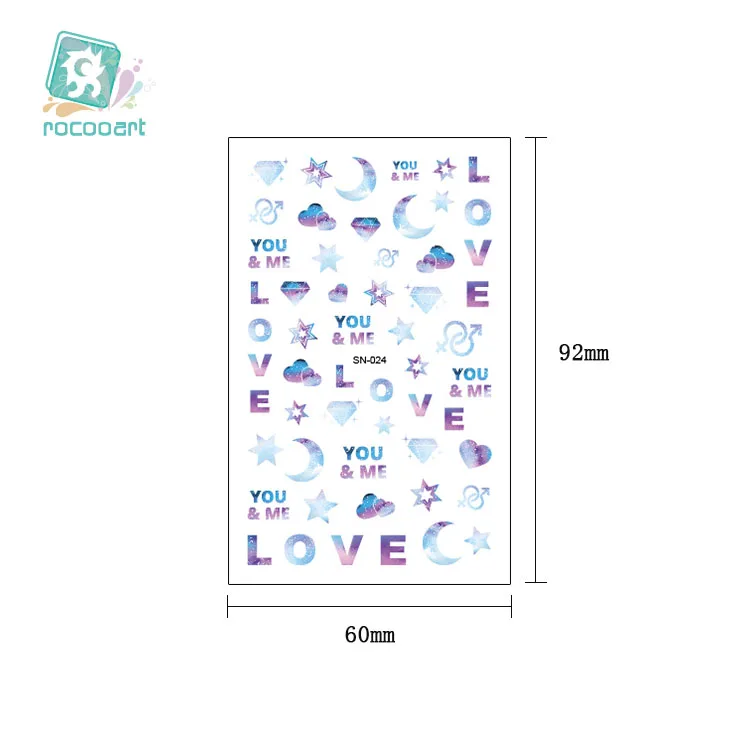 

Rocooart Glowing Water Nail Stickers Letters Feathers Devil Eyes Designs Sliders For Nail Decals DIY Manicure Luminous Nail Art