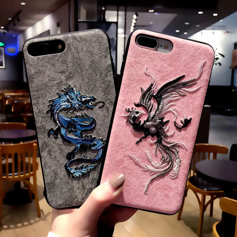 Кожаный чехол с вышивкой для телефона iPhone 8 Plus X XR XS Max 7 6 6S Samsung S9 S8 note s9plus s9 + |