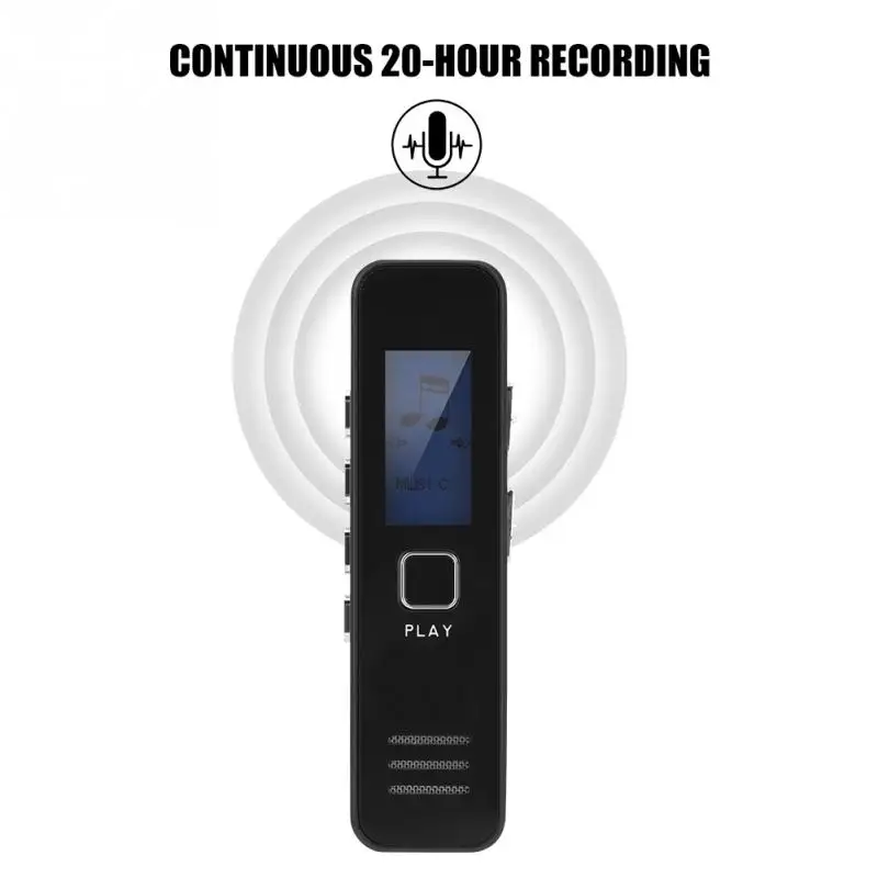 Мини цифровой диктофон Регистраторы 192 кбит/с 20-часовой Запись MP3 игры мини-диктофон с функцией Регистраторы Поддержка флеш-карты памяти TF 32 ГБ
