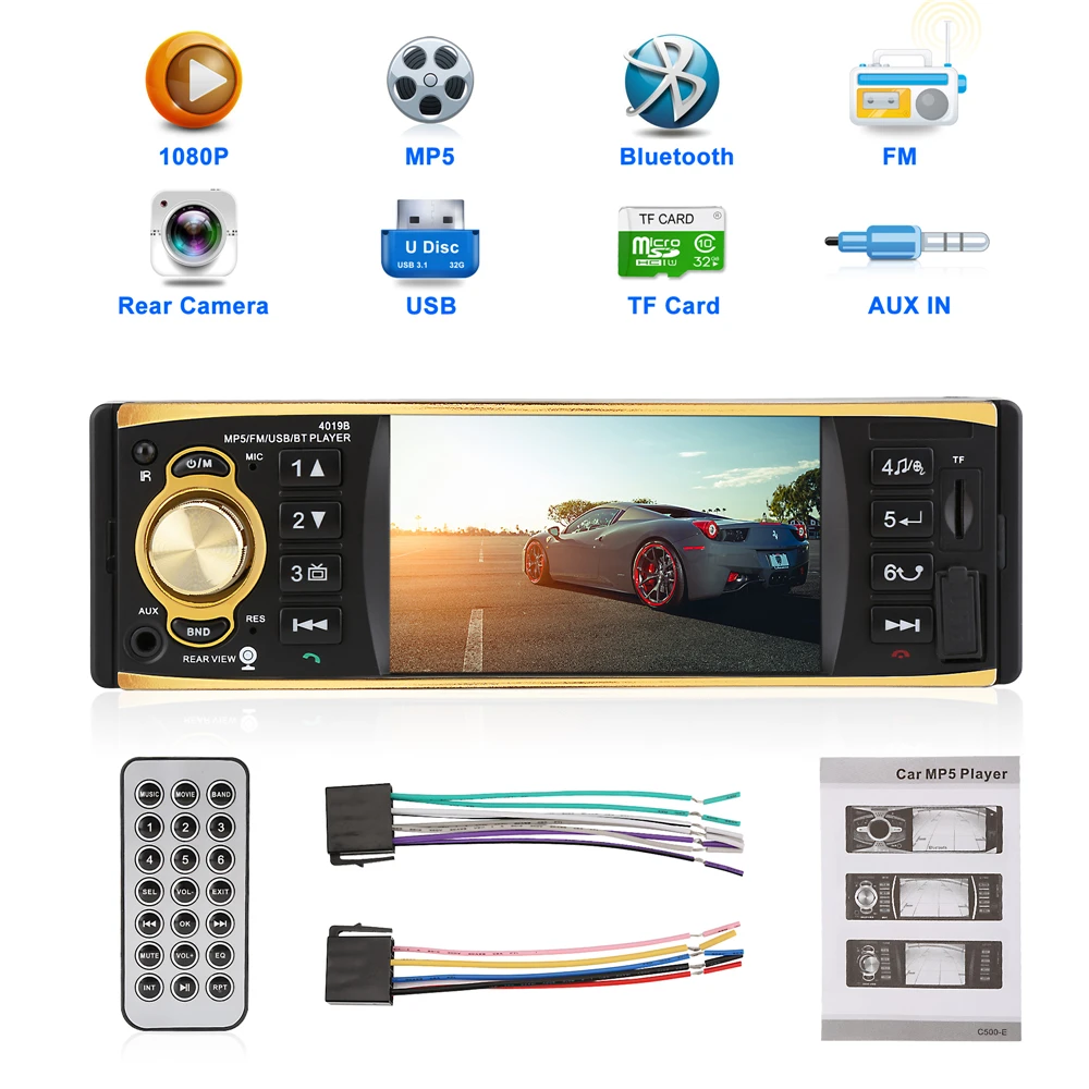 Горячая Распродажа 4019B 1 один Din автомобильное радио аудио стерео USB AUX FM станция