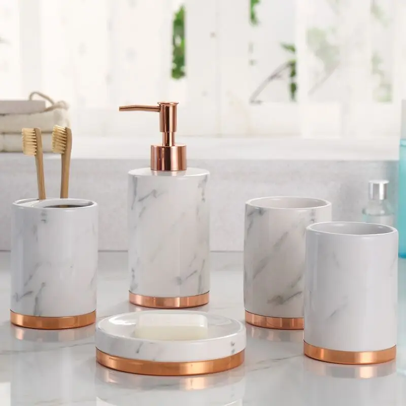 5 комплектов керамических принадлежностей для ванной комнаты чистящие