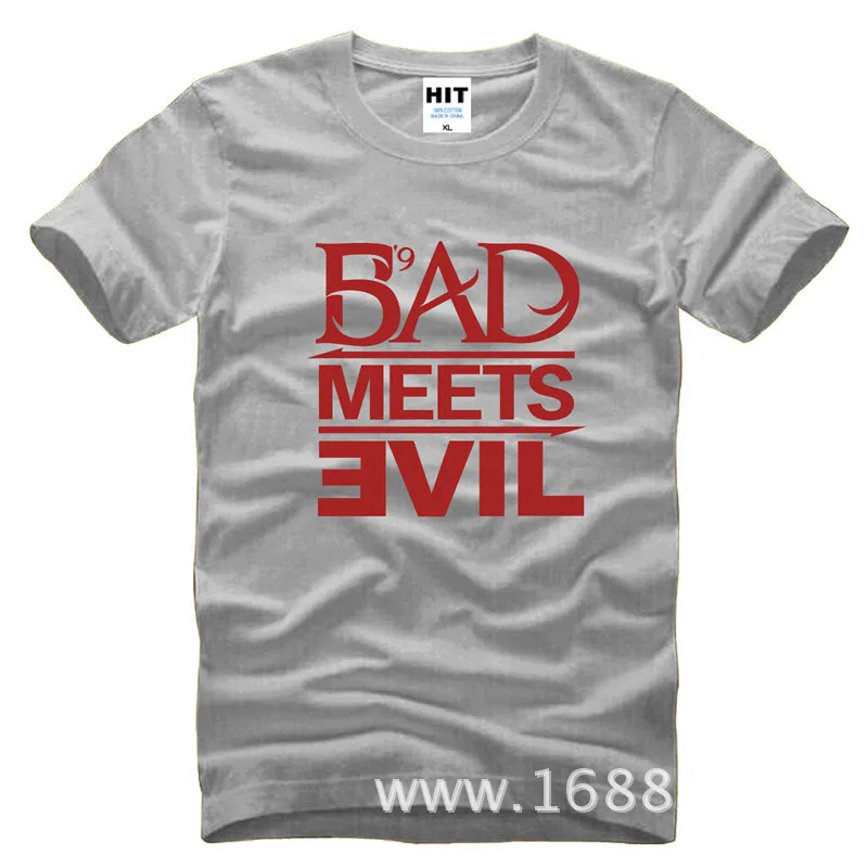 Мужская футболка Eminem Bad Meets Evil rap rock хлопковая Повседневная с коротким рукавом