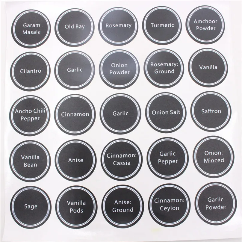 13pcs Printed Spice Jar and Pantry Label Set Chalkboard Round Stickers Write-on Labels #4M08 | Дом и сад
