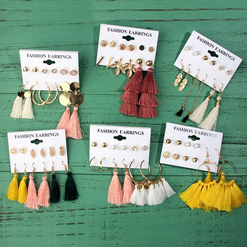 JJFOUCS модный дизайн длинные висячие серьги кисточки искусственные геометрические