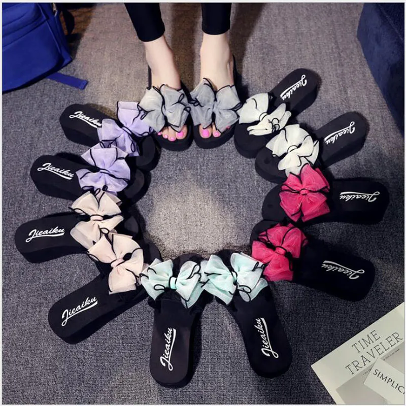 

Summer Woman Shoes Platform bath slippers Wedge Beach Flip Flops High Heel Slippers For Women Brand Black EVA Ladies Shoes