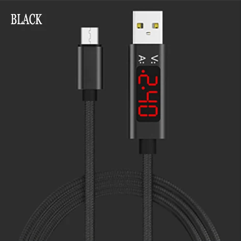 Black-Micro-USB Светодиодный кабель USB с цифровым дисплеем type C Micro usb кабель для xiaomi huawei samsung Быстрая зарядка USB C кабель для мобильного телефона - Color: Black-Micro-USB