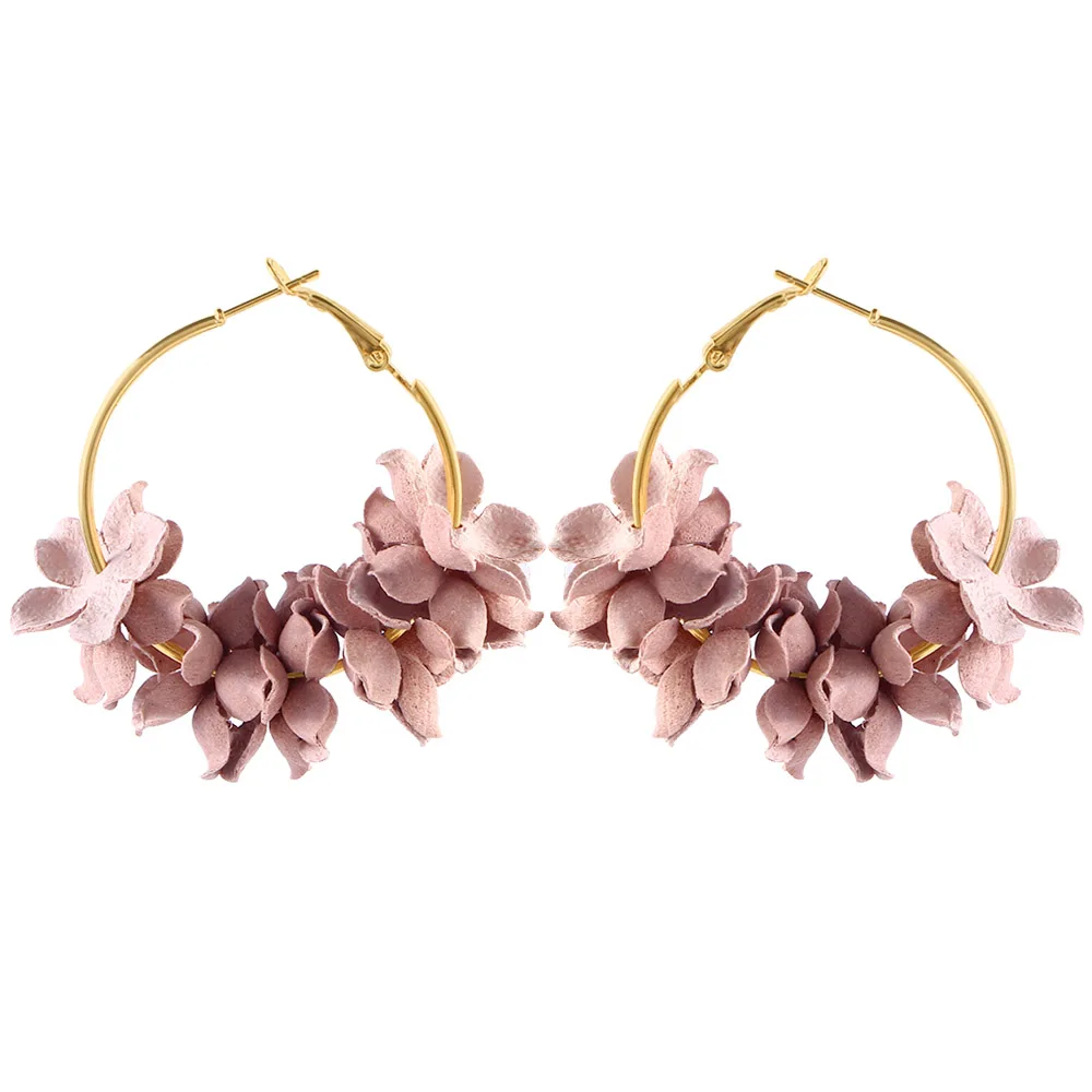 Pink Flowers Модные корейские богемные серьги с цветами и бахромой для женщин круглые висячие серьги с кристаллами - Окраска металла: Pink Flowers