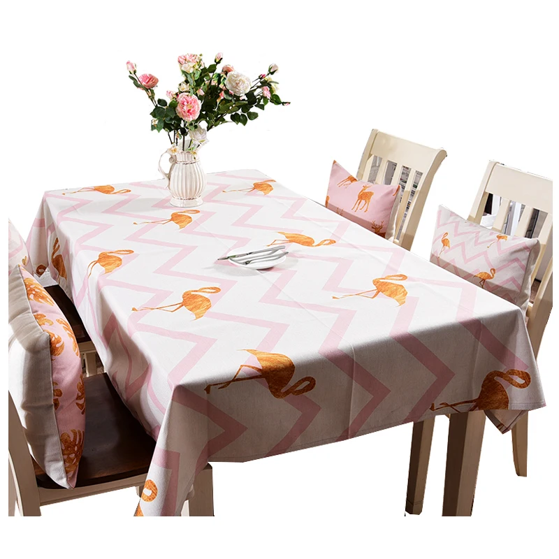 Pineal House Flamingo Stripe Deer Northern Europe Table Cotton Fabric Clear Tablecloth Rectangle Tea Cloth | Дом и сад