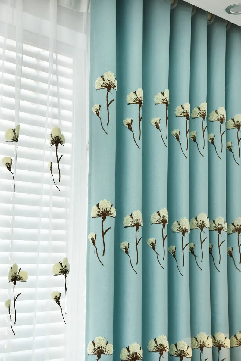 Modern Pattern Fashion Linen Cotton 3D Kapok Curtain for Living Room Bedroom Embroidered Pastoral Floral Tulle | Дом и сад