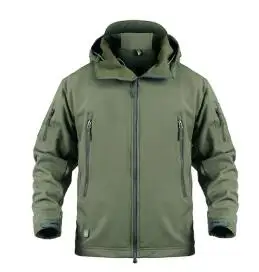 Мягкая оболочка непромокаемая флисовая куртка мужская Осенняя тактическая куртка армейская камуфляжная Военная Мультикам ветровка охотничья одежда - Цвет: ARMY GREEN
