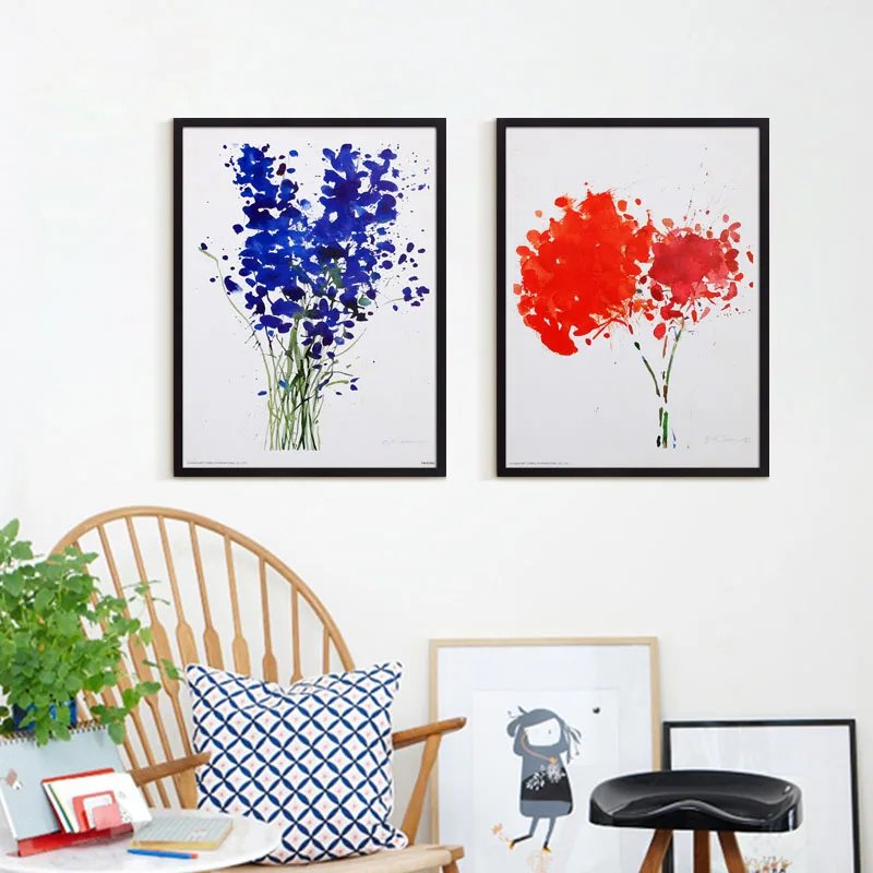 2018 Горячая продажа модульные картины синий и красный арт постер настенный