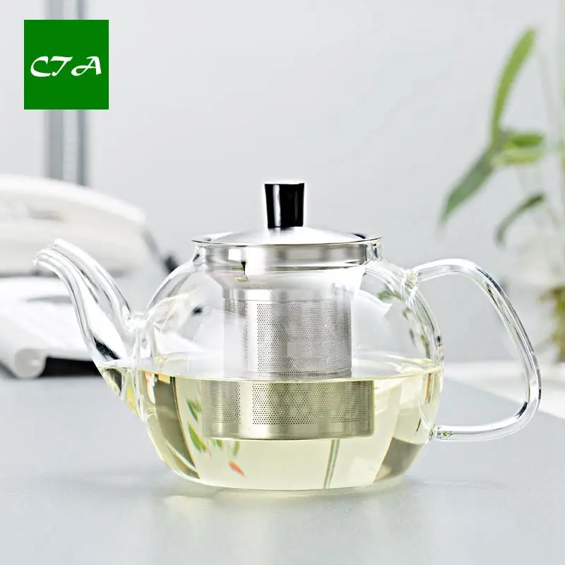 Классический термостойкий стеклянный чайник с заваркой из нержавеющей стали и