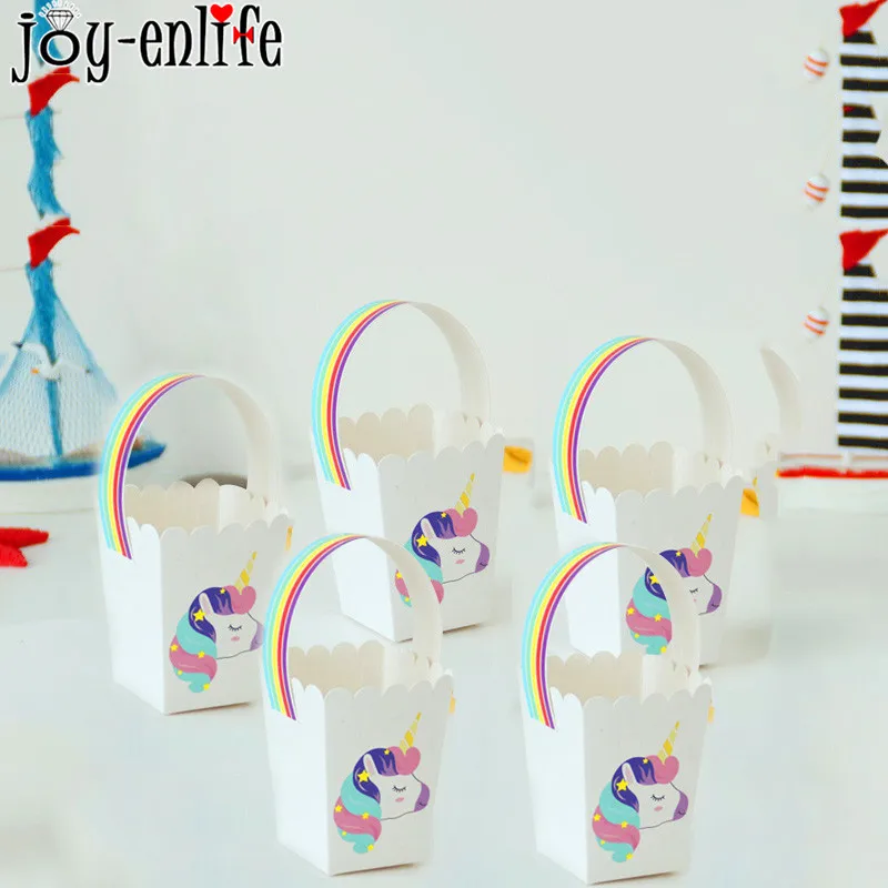 10 шт. коробки для попкорна на день рождения волнистый Единорог переносная