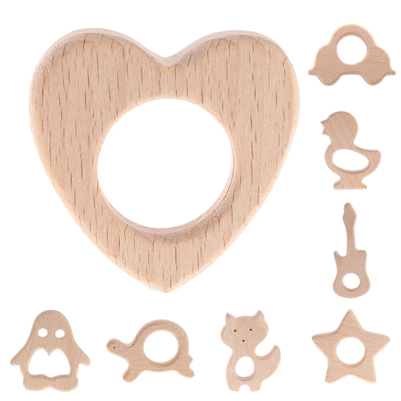 

Baby Like Care Baby Handmade Natural Wooden Animal Shape Baby Kids Teether Teething Toy Shower Gift Lovely animal teether