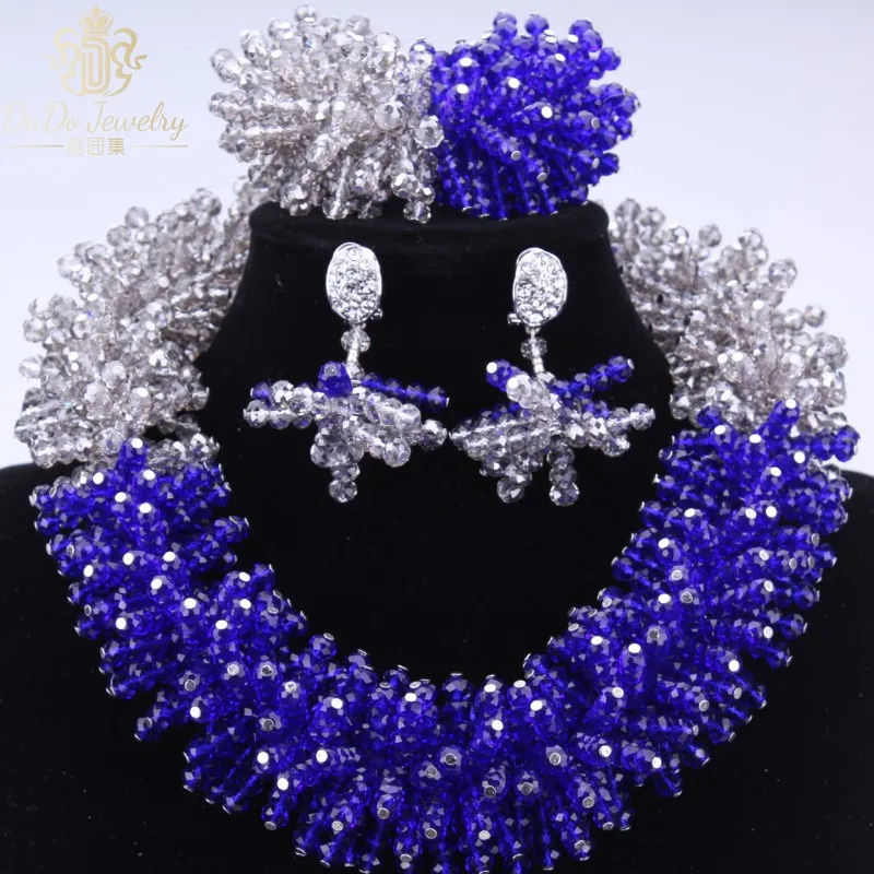 Dudo Свадебный комплект ювелирных изделий индийский серый и Королевский синий