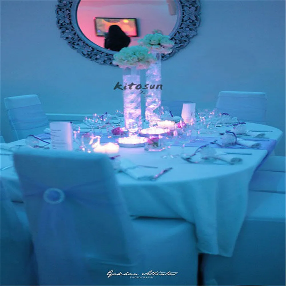 Rechargeable Centerpiece Lighting Remote Controlled 6inch Silver Round Base Ice Bucket Lights for Wedding Reception | Лампы и