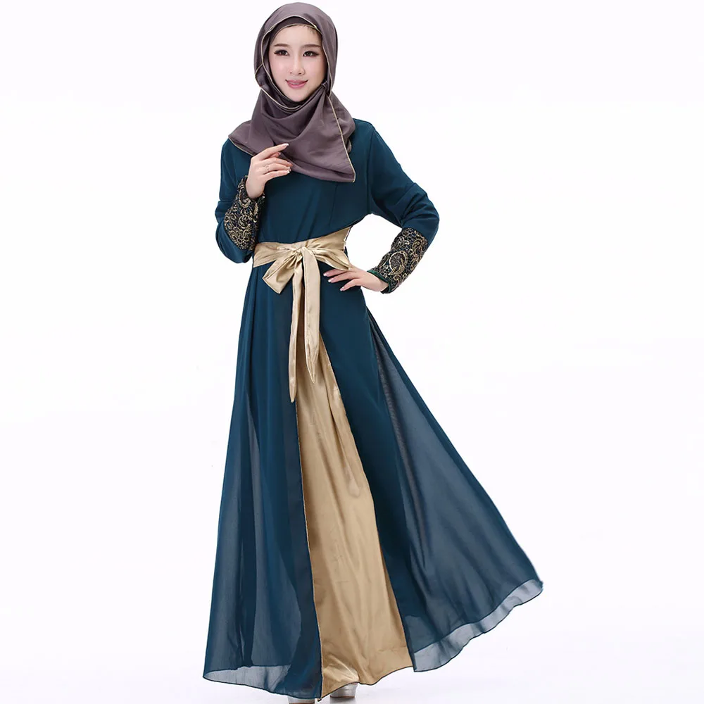 Женское шифоновое платье Кафтан Abaya кафтан с арабским кружевом и поясом в стиле
