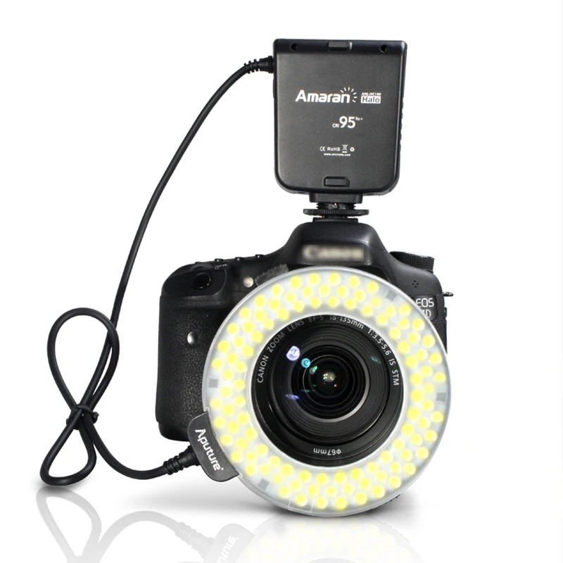 Aputure HC100 CRI 95+ LED Ring Flash Light Speedlight For Canon EOS 1D 7D 6D 50D 5D Mark II III 700D 70D 60D 650D DSLR Camera |