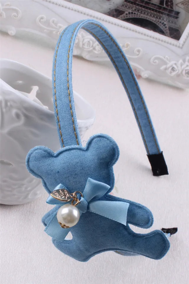 Джинсовый обруч для волос в горошек с изображением животных повязка на голову