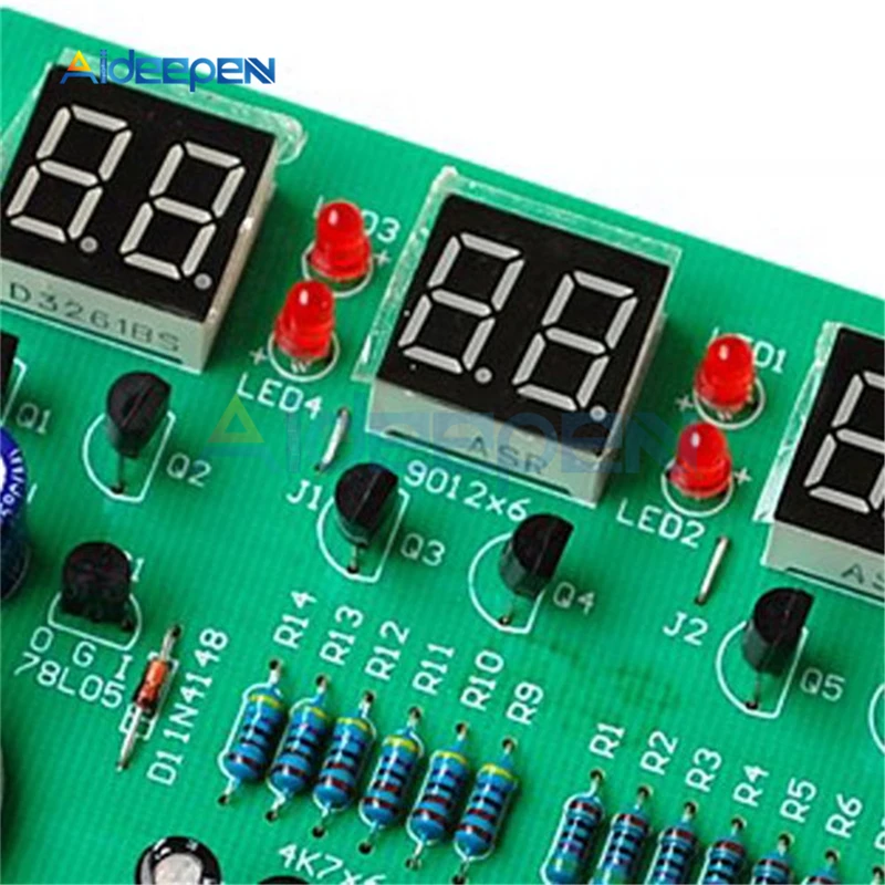 DC 9 V-12 V AT89C2051 электронный светодиодный Дисплей часы 6 Биты Цифровой пробки DIY Наборы часы Запчасти Компоненты люкс электронный печатной платы
