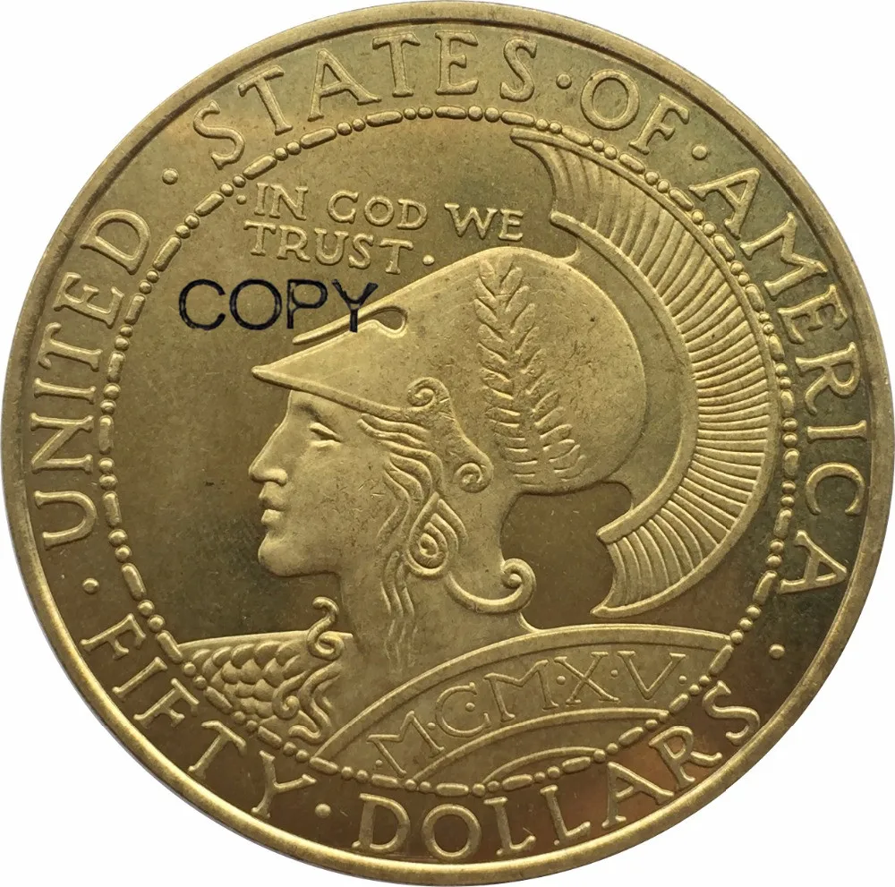 Копия из США золотые латунные монеты 1915 S $50 Pan Pac круглая Обычная забастовка|gold