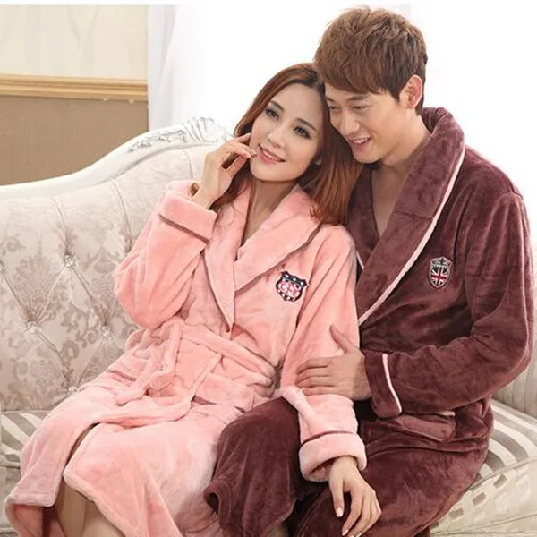 2016 зимние женские и мужские банные халаты с длинным рукавом фланелевые длинные