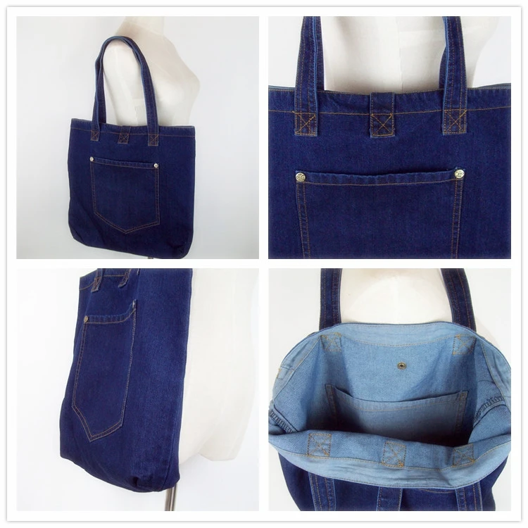 Женская джинсовая сумка с карманами простая винтажная через плечо для шоппинга