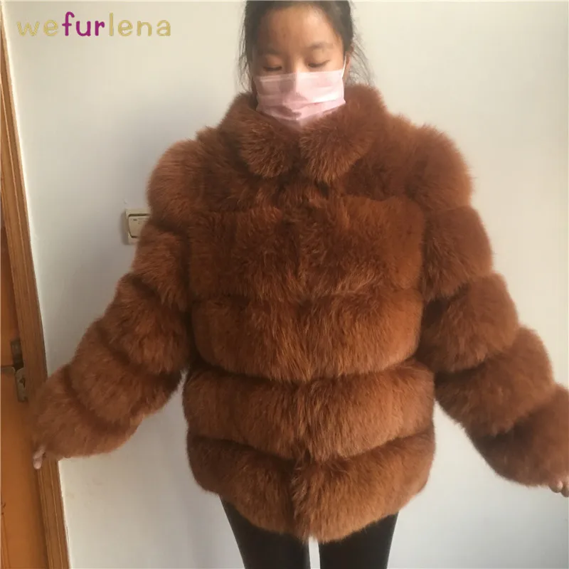 2018 Welfurlena 60cm Wide-waisted Real Fox Fur Thick Coat Winter Warm Solid Genuine Jacket Fashion Women Natural Overcoat New | Женская