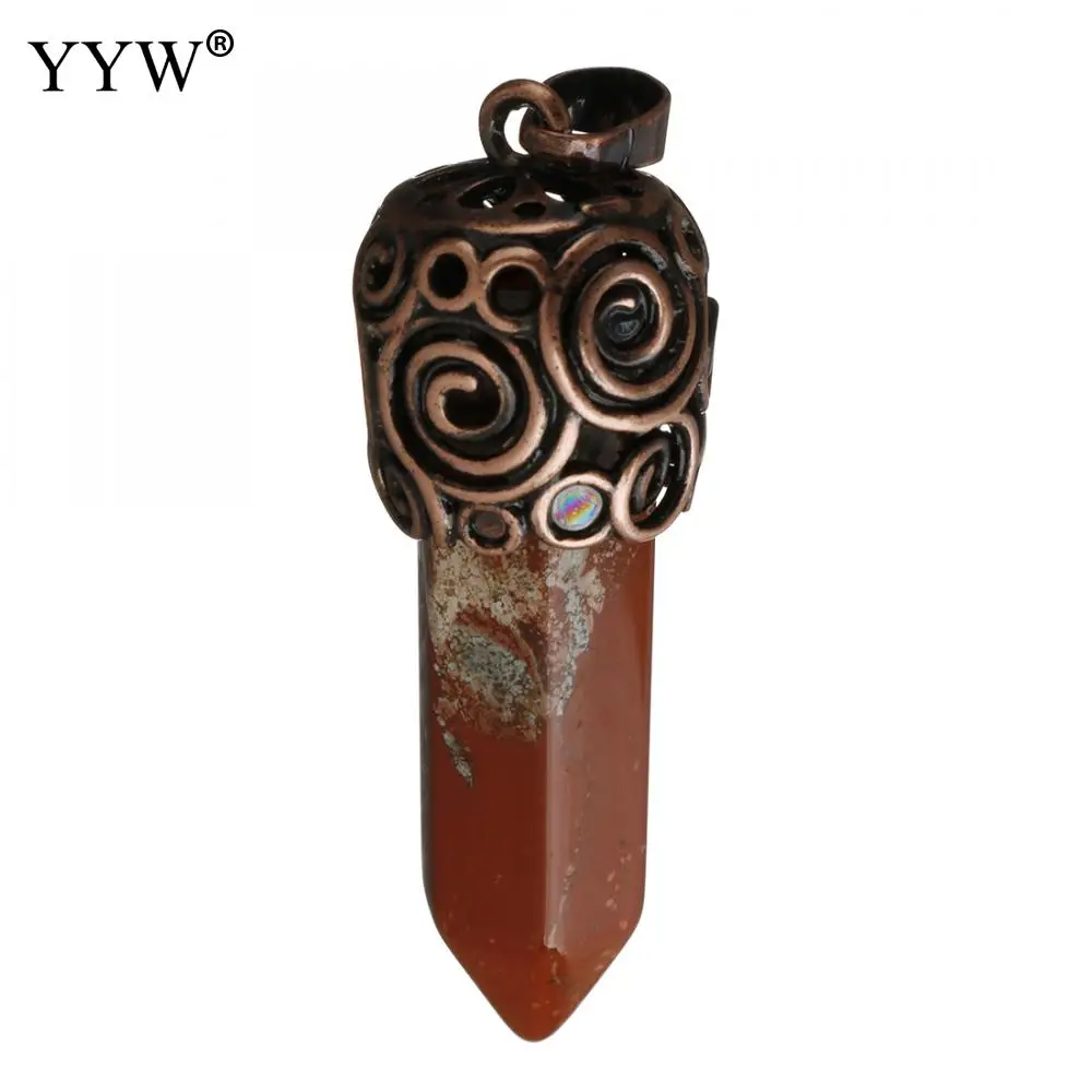 red jasper Лидер продаж YYW Column Колонка ожерелья натуральный камень кулон из амазонита кварцевые бусины для женщин и мужчин ювелирные изделия в винтажном стиле - Окраска металла: red jasper