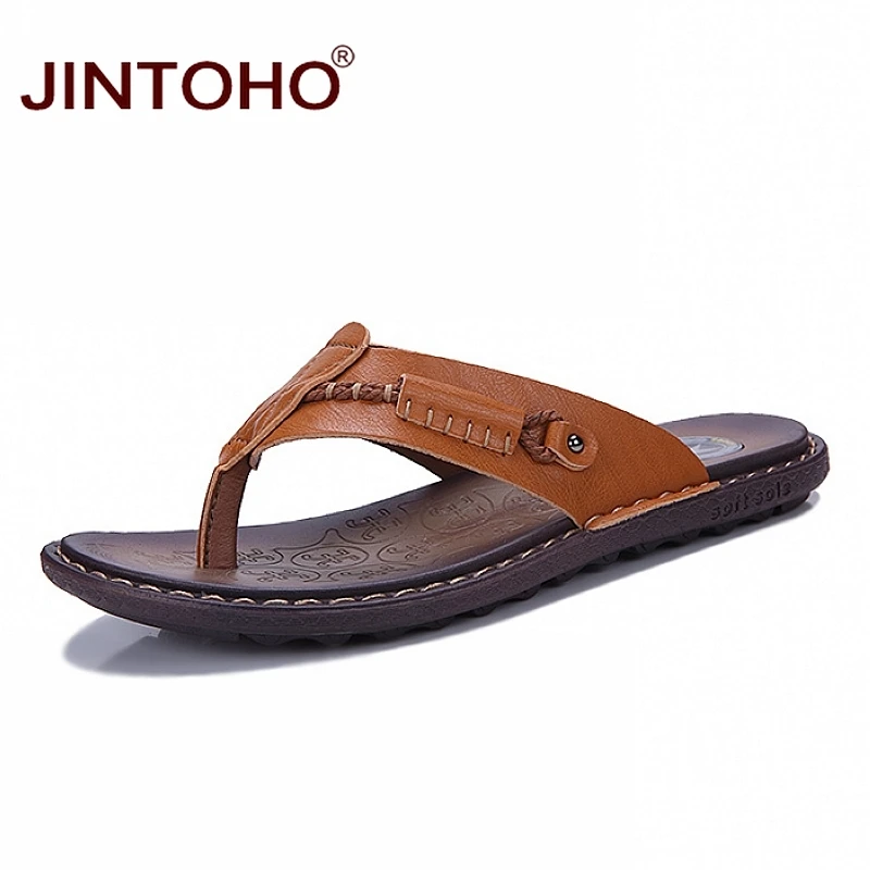 zong se Лето jintoho/пляжная обувь; Вьетнамки; тапочки для мужчин; модные кожаные шлепанцы; Летние вьетнамки; брендовые шлепанцы - Цвет: zong se