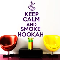 wall stickers keep calm and smoke hookah quote decal vinyl sticker home decor hookah club window poster lounge decals d947
