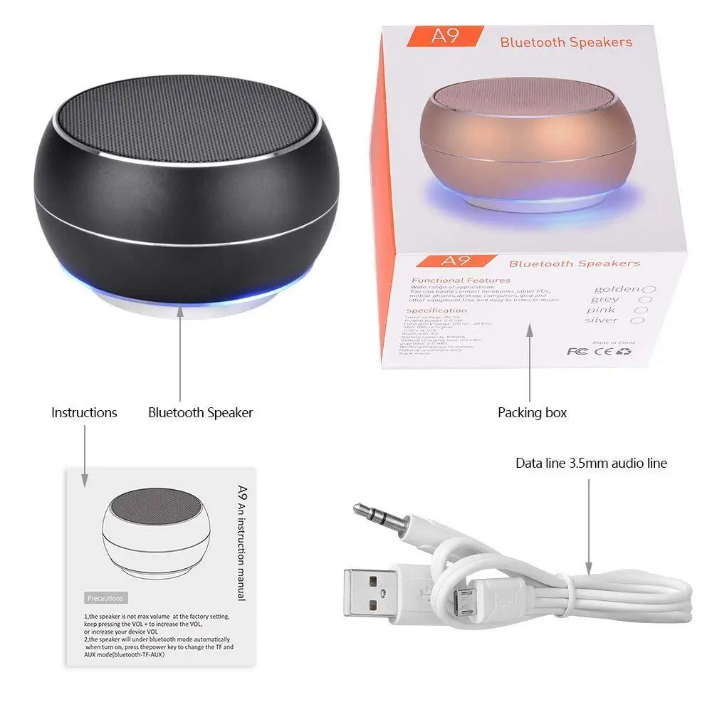 Беспроводные наружные громкоговорители с светодиодный AUX мини портативный