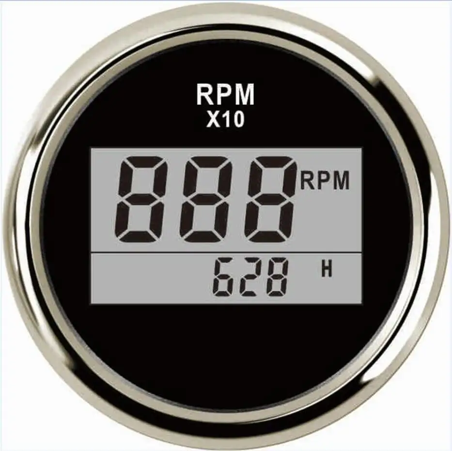 52mm black 2 1 шт. Высокое качество 85 мм Тахометр измерительные приборы 0-8000 об./мин с синей подсветкой Lcd Rev счетчики часов 9-32vdc для авто лодки - Цвет: 52mm black 2