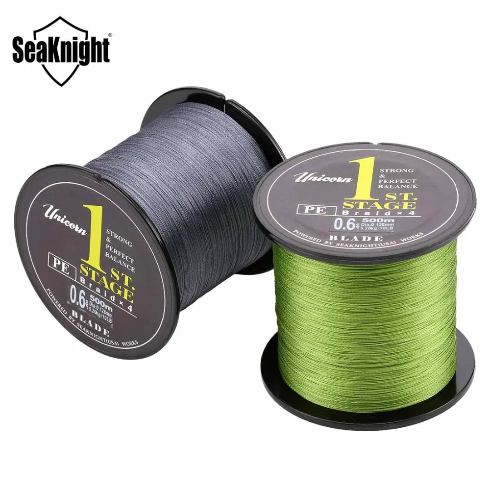 SeaKnight плетеная леска 4 нити 500 m лезвие PE лески 8 10 20 30 40 60LB Multifilament Линия рыболовные