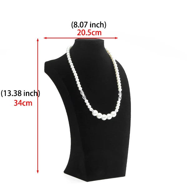 13.38 inch(Height) Черный бархат ожерелье портрет стенд держатель ювелирных изделий дисплей манекен для ювелирных изделий бюст кулон ожерелье окно дисплей - Цвет: 13.38 inch(Height)