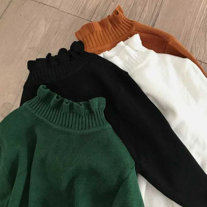 

turtlenecks korean fashion sweater for Women turtleneck female winter basic knitted shirt long sleeve women's pullover sweater