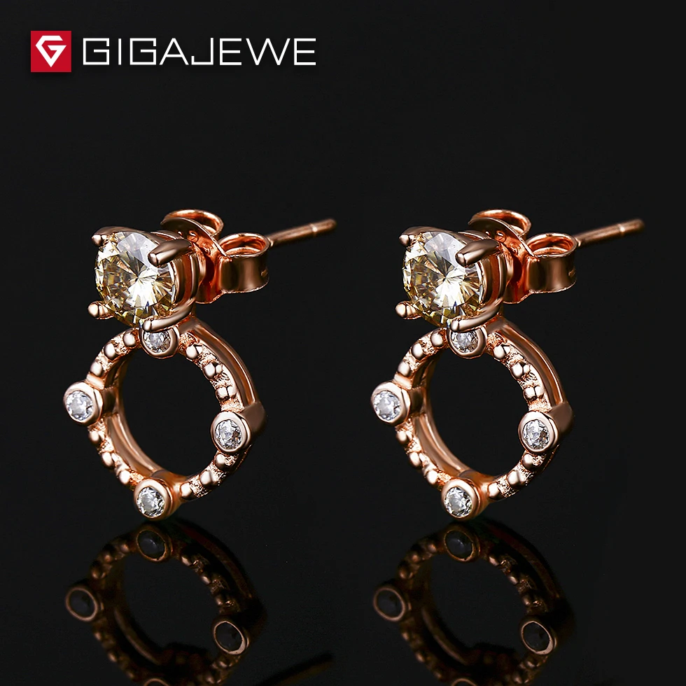 Серьги GIGAJEWE с муассанитом желтые круглые ювелирные украшения из серебра 4